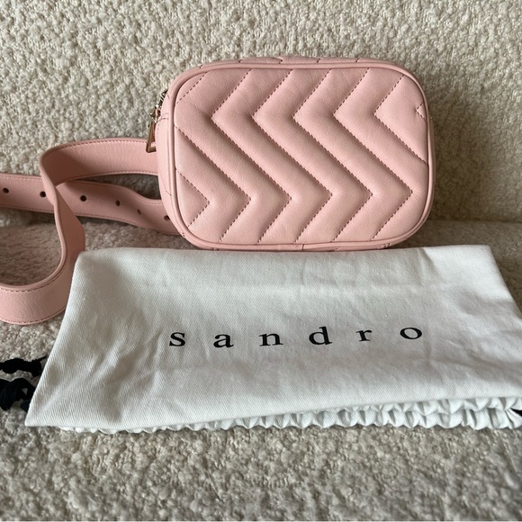 SANDRO - Leather blush crossbody/belt pouch - Picture 1 of 7
